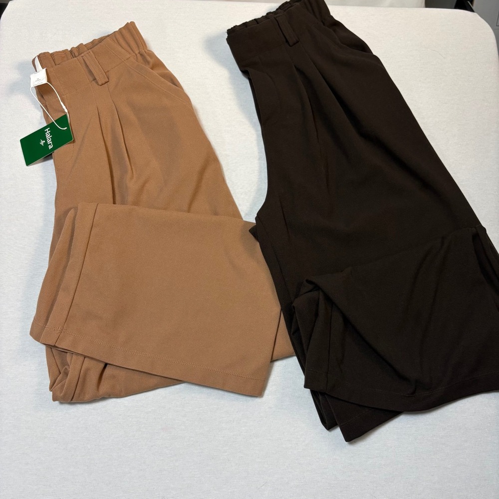 2 pair of Halara, Wide Leg Pleated Trousers, Brown, Medium, NWT, $80